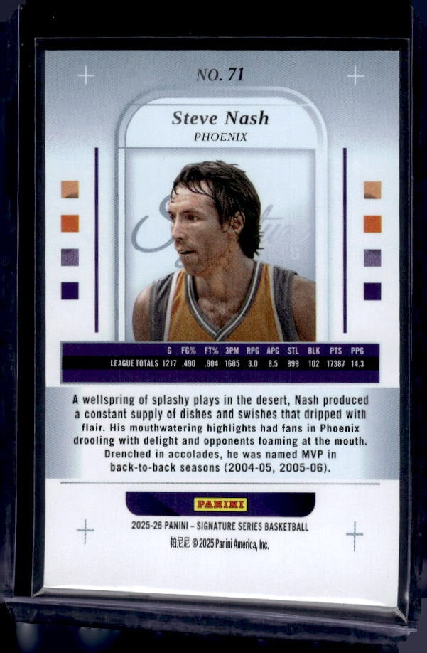 2025-26 Panini Signature Series #71 Steve Nash Cracked Ice #/25