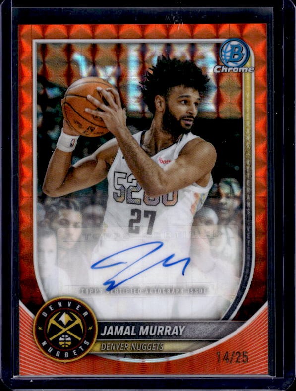 2025-26 Bowman #BCA-JY Jamal Murray Chrome Auto Orange Shimmer #/25